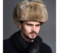 DEPAJA Russische Mütze Russische Uschanka Leder Herren Damen Kunstpelz Ski Bomber Fliegermütze Winter Warm Unisex Thermohut Trapperhüte, Stil 1,58-60 cm