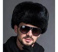 DEPAJA Russische Mütze Russische Uschanka Leder Herren Damen Kunstpelz Ski Bomber Fliegermütze Winter Warm Unisex Thermohut Trapperhüte, Stil 2,58-60 cm