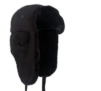 DEPAJA Russische Mütze Russischer Uschanka-Hut Für Den Winter, Sowjetischer Schwarzer Bomber-Pilot, Warme, Dickere Mützen Mit Ohrenklappe Gorro Ruso Hombre, Schwarz, Einheitsgröße