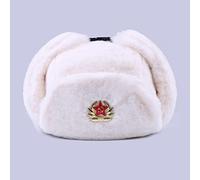 DEPAJA Russische Mütze Sowjetisches Abzeichen Ushanka Flieger Russische Männer Frauen Wintermützen Armee Militär Bombermütze Trapper Ohrenklappe Schnee Skimütze, Beige, Einheitsgröße