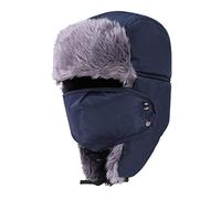 DEPAJA Russische Mütze Winter Warm Earflap Bomber Hats Caps Herren Damen Russian Trapper Uschanka Fliegermütze Trooper Earflap Snow Ski Hat,Marineblau,56-60Cm