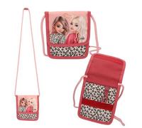 Depesche Unisex Kinder 13647 TOPModel Leoheart-Brustbeutel in Rosa und Rot, mit Model Motiv und Leo Muster, Umhängetasche mit Klettverschluss und vielen Fächern