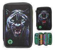 Adventure World 3 Fach Federtasche LED Panther komplett gefüllt