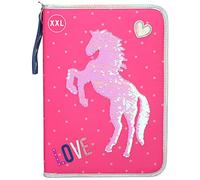 Depesche 10604 Federtasche XXL mit Streichpailletten, Miss Melody LOVE rosa, ca. 28 x 20 x 4 cm