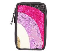 Depesche 10644 Federtasche mit 3 Reißverschlüssen und Glitzer, Ylvi und die Minimoomis, anthrazit, ca. 7,5 x 13 x 20 cm