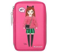 Depesche 10729 Federtasche mit 3 Reißverschlüssen und Stiften von Lyra, TOPModel Happy Chic, ca. 20 x 13 x 7 cm