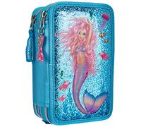 Depesche 10979 TOPModel Fantasy - Gefüllte 3-fach Federtasche im Mermaid Design, Federmappe ca. 7,5 x 13 x 20 cm groß, mit Filz- und Buntstiften, Lineal, Schere, Kleber, uvm.