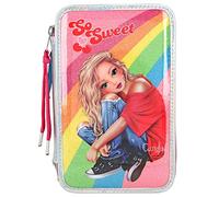 Depesche 11049 TOPModel - Gefüllte 3-fach Federtasche im Cherry Bomb Holo Design, pinke Federmappe ca. 7,5 x 13 x 20 cm groß, mit Filz- und Buntstiften, Lineal, Schere, Kleber, uvm.