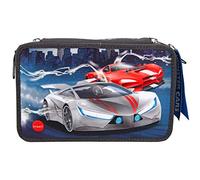 Depesche 11067 Federtasche mit 3 Reißverschlüssen und LED, mit Stiften von Lyra, Monster Cars, ca. 20 x 13 x 7,5 cm