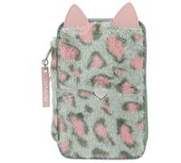 Depesche 11226 TOPModel-Gefüllte 3-Fach Tasche im Leo Love Design, Feder-Mappe mit Kunstfell ca. 7,5 x 12,5 x 19,5 cm groß, inkl. Filz-und Buntstiften, Lineal, Schere, Kleber, UVM, Grau