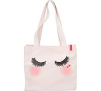 Depesche 11533 TOPModel Beauty Girl - Shopper mit Wimpern Aufdruck, rosa Wangen und Herzen, Hellrosa Tasche mit Innenfächern