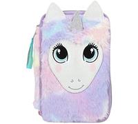 Depesche 11604 Ylvi-Gefüllte 3-Fach Tasche im Einhorn Design, Feder-Mappe mit Kunstfell ca. 7,5 x 12,5 x 19,5 cm groß, inkl. Filz-und Buntstiften, Lineal, Schere, Kleber, UVM, Cartoon, Mehrfarbig