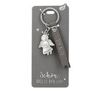 Depesche 11770-003 - Schutzengel Schlüsselanhänger aus Metall, Glücksbringer mit liebevoller Botschaft und Kunstlederband