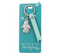 Depesche 11770-006 - Schutzengel Schlüsselanhänger aus Metall, Glücksbringer mit liebevoller Botschaft und Kunstlederband