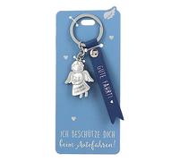 Depesche 11770-011 - Schutzengel Schlüsselanhänger aus Metall, Glücksbringer mit liebevoller Botschaft und Kunstlederband