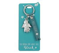 Depesche 11770-012 - Schutzengel Schlüsselanhänger aus Metall, Glücksbringer mit liebevoller Botschaft und Kunstlederband