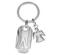 Depesche 11800-002 Silberner Schlüsselanhänger mit Buchstabe A und Schutzengel, Zinklegierung, inkl. farbigem Samtbeutel