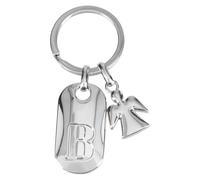 Depesche 11800-003 Silberner Schlüsselanhänger mit Buchstabe B und Schutzengel, Zinklegierung, inkl. farbigem Samtbeutel