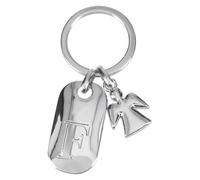 Depesche 11800-007 Silberner Schlüsselanhänger mit Buchstabe F und Schutzengel, Zinklegierung, inkl. farbigem Samtbeutel