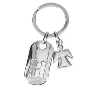 Depesche 11800-009 Silberner Schlüsselanhänger mit Buchstabe H und Schutzengel, Zinklegierung, inkl. farbigem Samtbeutel