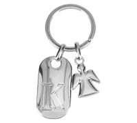 Depesche 11800-012 Silberner Schlüsselanhänger mit Buchstabe K und Schutzengel, Zinklegierung, inkl. farbigem Samtbeutel