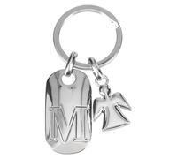 Depesche Schlüsselanhänger mit Buchstabe M und Schutzengel, silber, inkl. farbigem Samtbeutel