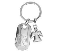 Depesche Schlüsselanhänger 11800-017 Silber mit N & Schutzengel, Zinklegierung, farbigem Samtbeutel
