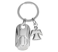 Depesche 11800-018 Silberner Schlüsselanhänger mit Buchstabe O und Schutzengel, Zinklegierung, inkl. farbigem Samtbeutel