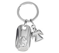 Depesche 11800-021 Silberner Schlüsselanhänger mit Buchstabe S und Schutzengel, Zinklegierung, inkl. farbigem Samtbeutel