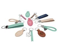 Depesche 11807-037 Vergiss mich nicht Schlüsselanhänger, gezacktes Schildchen aus Leder mit "Weltbeste Mama", Pink, inkl. Metallanhänger im Globus-Form mit Emaille