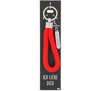 Depesche 11807-089 Vergiss mich nicht Schlüsselanhänger, runde Schlaufe aus Stoff, Dunkelgrün, inkl. Metallanhänger mit "I love my Dog" Schriftzug