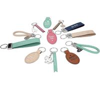 Depesche 11807-092 Vergiss mich nicht Schlüsselanhänger, gezacktes Schildchen aus Leder mit "Lieblingsmensch", Pink, inkl. Metallanhänger im Herz-Form mit Emaille