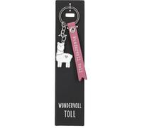 Depesche Schlüsselanhänger 'Vergiss mich nicht' – Leder-Schild, Pink, mit Metall-Lama (Emaille)
