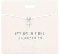 Depesche 11837-012 - Armband in Weiß Have Hope. Be Strong. Remember You Are Loved. mit silbernem Charm und Deko-Perle, variabel in der Länge tragbar, ideal als Geschenkidee