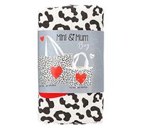 Depesche 12002 Princess Mimi Mini & Mum - Taschen Set mit Leo-Muster und Herz-Motiv, Große und Kleine Shoppertaschen aus Baumwolle