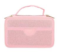 Depesche 12167 TOPModel Glam - Gefüllte 3-Fach Federtasche in Rosa mit kleinen Glitzersteinen, Henkel und Herz-Patch, Federmäppchen mit Buntstiften, Lineal, Schere uvm.