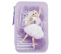 Depesche 12249 TOPModel Ballet 3 Fächer, gefüllt in Violett, mit glitzernden Steinen, Federmäppchen, Buntstifte, Lineal, Schere und vieles mehr