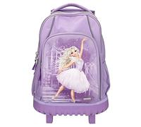 Depesche 12253 TOPModel Ballet-Schulrucksack Trolley in Lila mit Glitzer, Ranzen mit 3 Fächern, gepolsterten Trägern, Teleskopgriff und Rädern, Mehrfarbig