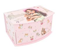 Depesche 12280 TOPModel Corgi - Schmuckkästchen in Rosa, mit Corgi-Muster, Model-Motiv und Glitzersteinen, Schmuckbox mit Spiegel und Klappdeckel