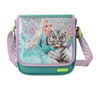 Depesche 12496 TOPModel Fantasy Tiger - Umhängetasche in Lavendel und Petrol, kleine Tasche mit Reißverschluss und längenverstellbarem Tragegurt