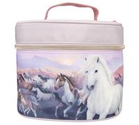 Depesche 12516 Miss Melody Night Horses - Kosmetiktasche in Lila mit Pferdemotiv, Beauty Case mit Innentasche