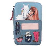 Depesche 12535 Miss Melody My Little Farm - Gefüllte 3-Fach Federtasche mit Stickerei-Verzierungen und einem Namenskartenfach, Federmäppchen mit Buntstiften, Lineal, Schere uvm.