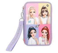 Depesche 12591 TOPModel Snap Shots - Gefüllte 3-Fach Federtasche mit süßen Stickerei-Details, Federmäppchen mit Buntstiften, Lineal, Schere uvm.