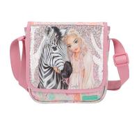 Depesche 12789 TOPModel Wild - Kleine Umhängetasche in Rosa, mit Model Motiv und buntem Tier Muster, Tasche mit verstellbarem Schultergurt und Front-Klappe