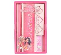 Depesche 12857 TOPModel - Schreibwaren Set in Rosa, mit Model Motiv und Herzen, inkl. Bleistiften, Radiergummi, Lineal uvm.