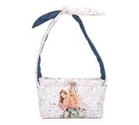 Depesche 12926 TOPModel Velo Fleur - Umhängetasche in Weiß und Blau, mit Model Motiv und Blumen Muster, Handtasche mit Knotendetail