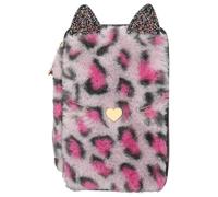 Depesche 13020 TOPModel Rebel Kitty - Gefüllte 3-Fach Federtasche mit Leo-Fell in Lila-Schwarz und Katzenohren, Federmappe mit Buntstiften, Lineal, Schere uvm.