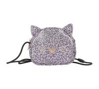 Depesche 13021 TOPModel Rebel Kitty - Kleine Umhängetasche in Lila, mit Leo Muster, Glitzer und Katzenohren, Tasche mit verstellbarem Schultergurt
