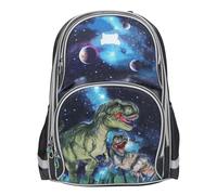 Depesche 13132 Dino World Galaxy - Schulrucksack in Dunkelblau, mit Dinosaurier Motiv, Planeten und Sternen, Schultasche mit verstellbaren Trägern