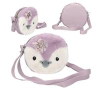 Depesche 13160 Princess Mimi Penguin - Kleine Umhängetasche in Flieder, mit Pinguin Motiv und Plüschfell, Tasche mit verstellbarem Schultergurt